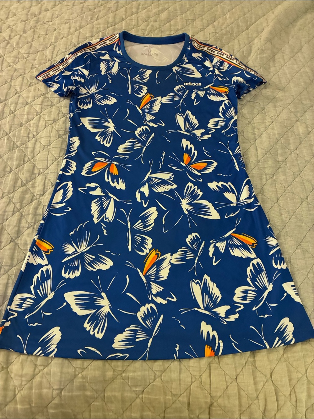 Adidas Ladies size medium Farm Rio Blue/white/ orange butterfly dress